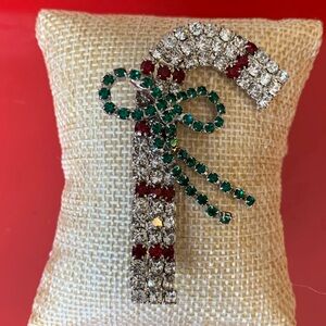 Candy Cane Holiday Bling Pin